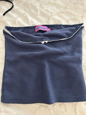 Edikted navy tube top with white scallop trim